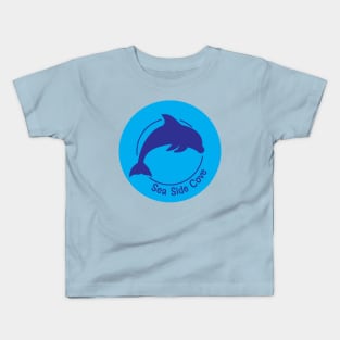 Sea Side Cove Dolphin Logo Light Blue Kids T-Shirt